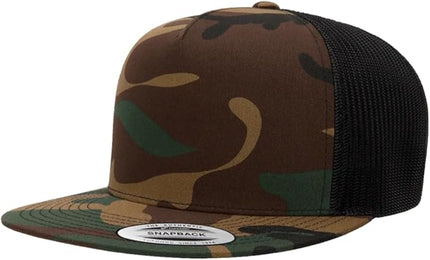 Yupoong 5-Panel YP Classic Trucker Cap | High Profile Flat Visor Snapback | OSFM | Bulk Packs Available