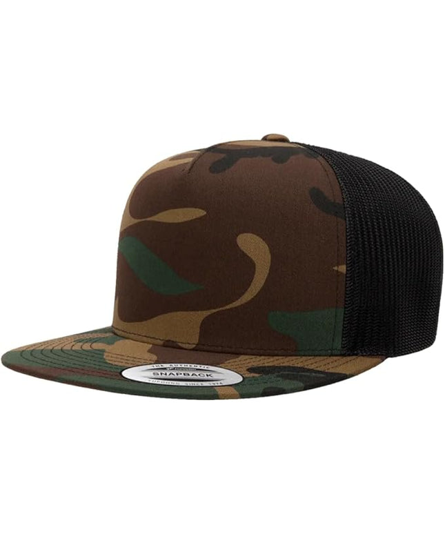 Yupoong 5-Panel YP Classic Trucker Cap | High Profile Flat Visor Snapback | OSFM | Bulk Packs Available