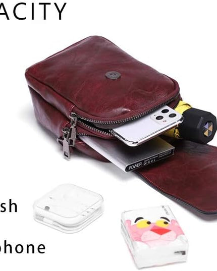 myfriday Vintage Crossbody Phone Bag for Women, Small PU Leather Shoulder Purse and Handbag with Tassel&Rivet Decoration
