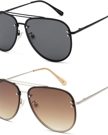 Trendy Oversized Aviator Sunglasses Womens, Retro Cute Big Shades Women's Fashion Sun Glasses UV Protection VF2203