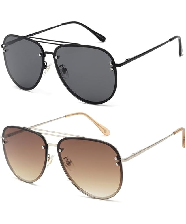 Trendy Oversized Aviator Sunglasses Womens, Retro Cute Big Shades Women's Fashion Sun Glasses UV Protection VF2203