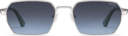 SOJOS Retro Rectangle Polarized 90s Sunglasses for Women Men,Trendy Narrow Hexagon Square Shades SJ1270