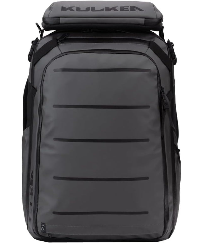 Käydä 36L Travel Backpack - Spacious Carry On Backpack with Detachable Travel Pouch, Magnetic Water Bottle Pocket, Passport and Laptop Pocket - Convertible Boot Bag for Snow Sports (Black/Gold)