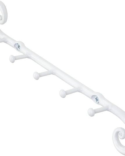 RTZEN Farmhouse Small Key Holder for Wall - Handcrafted Swirl Decorative 5 Key Hooks for Home Entryway - Wrought Iron Wall Mount Rack Purse Coat and Leash Holder or Organizer (Classic White)