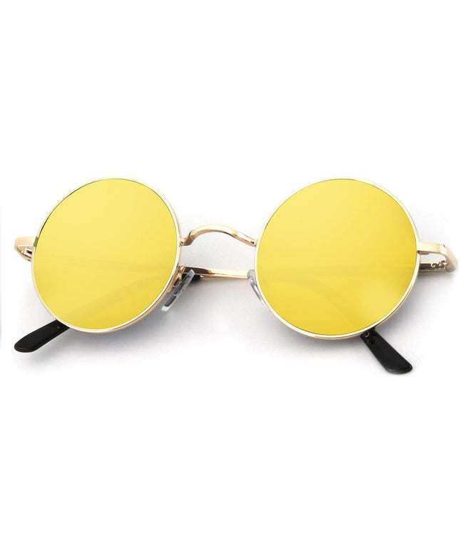 KALIYADI Round Polarized Sunglasses for Men Women Retro Metal Hippie Circle Style Sun Glasses UV Protection