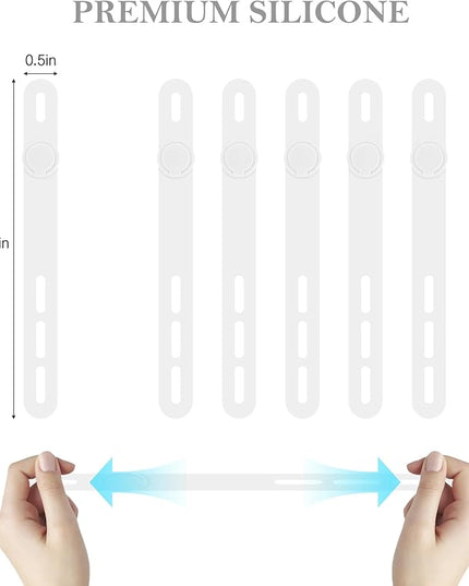 Donruby 30Pcs Silicone Cable Ties - Reusable & Washable with Adjustable Locking Buckles, High Elasticity Cable Management Straps for Home, Office, School, Travel Essential Cord Organizer (White)