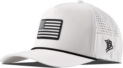 Branded Bills Vintage Old Glory PVC Curved 5 Panel Rope Hat, Fits 7-7 7/8, Adjustable Snapback | Lightweight, Comfort Stretch