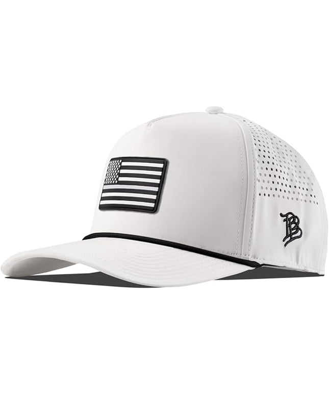 Branded Bills Vintage Old Glory PVC Curved 5 Panel Rope Hat, Fits 7-7 7/8, Adjustable Snapback | Lightweight, Comfort Stretch