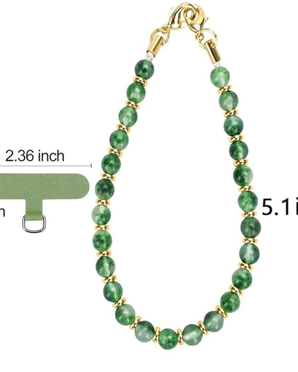 Marble Beaded Phone Wrist Strap, Cellphone Lanyard with Tether Tab, Hands-Free Wristlet Bracelet