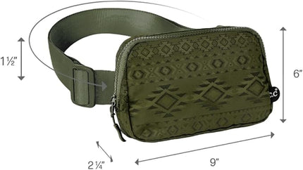 C.C Belt Bag for Women – Quilted Fanny Pack Crossbody Waist Bag with Adjustable Strap, Fashion Gift Idea (Aztec Pattern - olive)