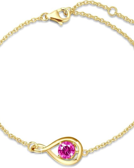 FANCIME Love Bracelet 925 Sterling Silver Infinity Birthstone Bracelets for Women Fine Jewelry Birthday Christmas Gifts for Her Mom Wife, Chain Length 6.7"+1.2" Extend