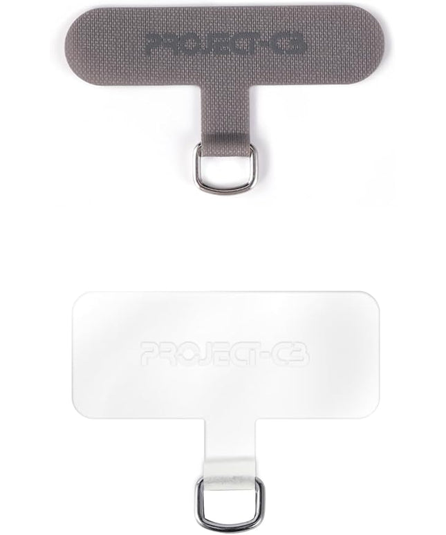 project-cb Phone Tether Tab 2 Pack,Universal Phone Lanyard Patch Without Adhesive,Phone Strap Replacement Part for Cell Phone (Gray&Clear)