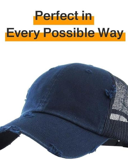 KBETHOS Vintage Washed Distressed Cotton Dad Hat Baseball Cap Adjustable Polo Trucker Unisex Style Headwear