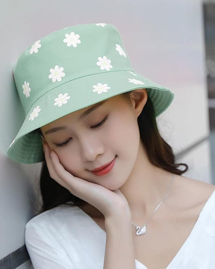 Malaxlx Unisex Bucket Hat Beach Sun Hat Aesthetic Fishing Hat for Men Women Teens, Reversible Double-Side-Wear