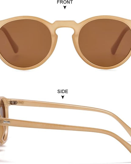Gleyemor Vintage Polarized Sunglasses for Men Round Sunglasses UV400 Protection Retro Hand-crafted Acetate Frame