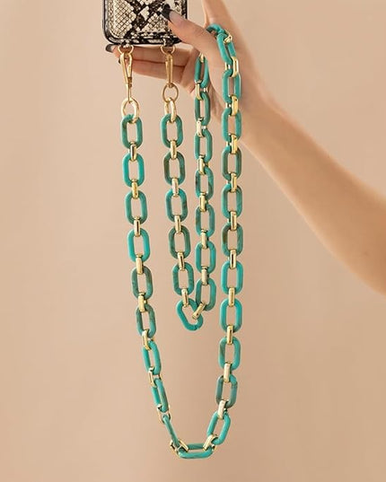 Phone Crossbody Chain Cell Phone Lanyard,Acrylic Shouder Strap Universal Cellphone Chain Strap with Tether Patches Compatible with Most Phones Bag Purse (S)