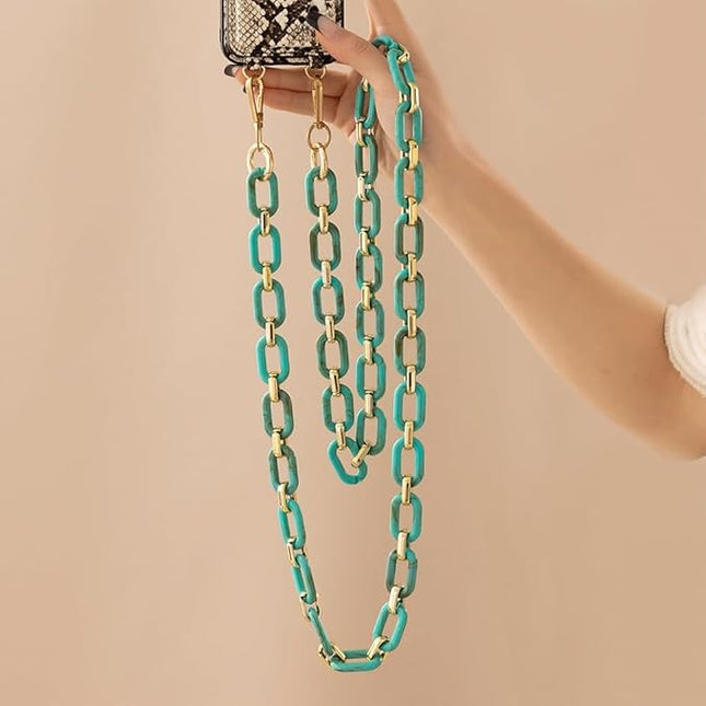 Phone Crossbody Chain Cell Phone Lanyard,Acrylic Shouder Strap Universal Cellphone Chain Strap with Tether Patches Compatible with Most Phones Bag Purse (S)