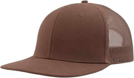 Flat Bill Snapback Mesh Hats | Fits OSFM & XXL Big Head | Blank Solid Color Adjustable Trucker Hat for Men