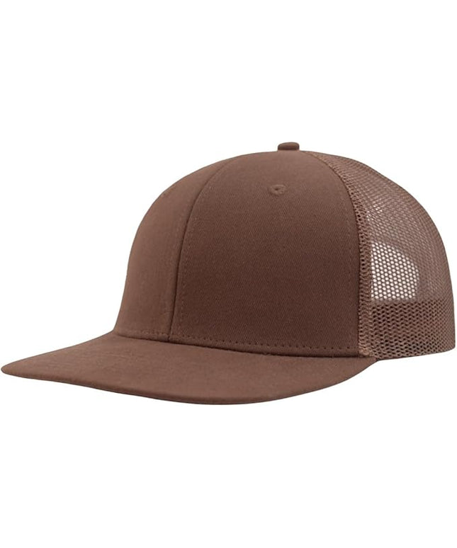 Flat Bill Snapback Mesh Hats | Fits OSFM & XXL Big Head | Blank Solid Color Adjustable Trucker Hat for Men