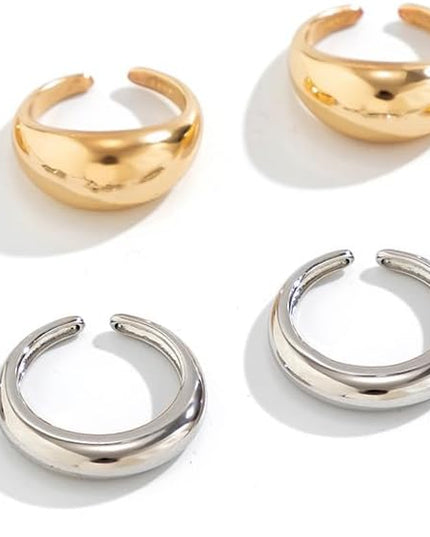 Chunky Rings for Women Adjustable Thick Rings Set Trendy Statement Stackable Ring for Women Chunky Jewlery Irregular Dome Flower Finger Knkuckle Thumb Ring