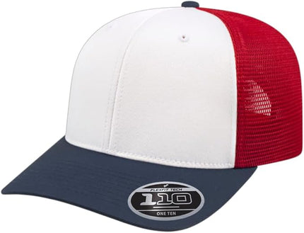 Cap America i8502 Flexfit 110 Premium Mid Profile 6-Panel Mesh Back Trucker Cap Hat w/UV Guard & Adjustable Snapback