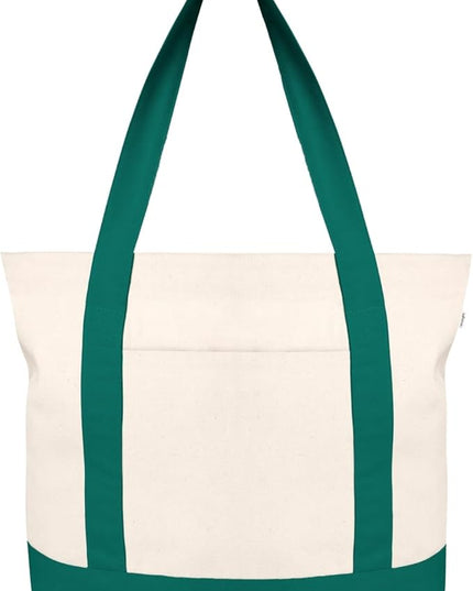 Eco Right Canvas Tote Bag for Women with Zip & Inner Pocket, 100% Organic Cotton Tote Bags for Men, Shopping, Beach