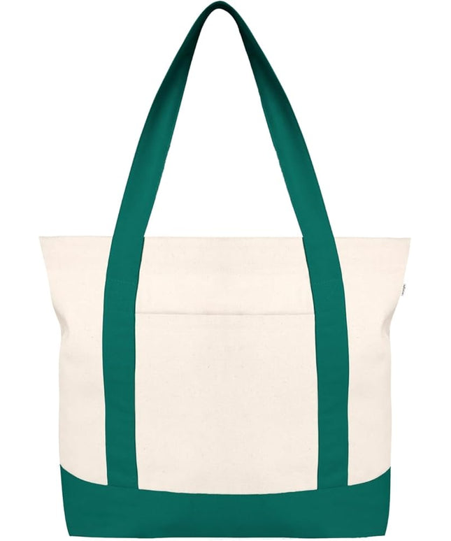 Eco Right Canvas Tote Bag for Women with Zip & Inner Pocket, 100% Organic Cotton Tote Bags for Men, Shopping, Beach