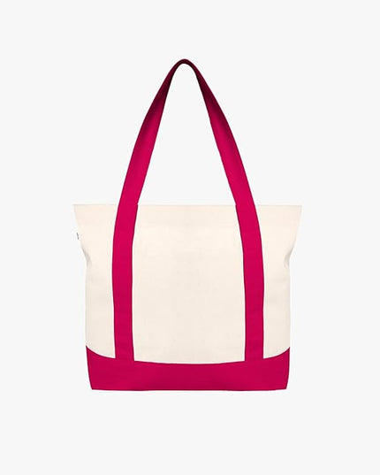 Eco Right Canvas Tote Bag for Women with Zip & Inner Pocket, 100% Organic Cotton Tote Bags for Men, Shopping, Beach