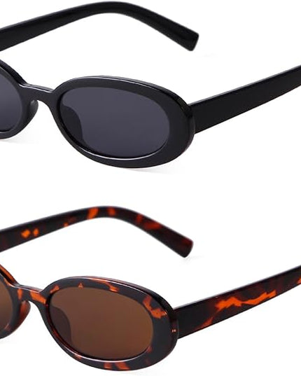 90s Sunglasses for Women Men Retro Small Oval Sunglasses
