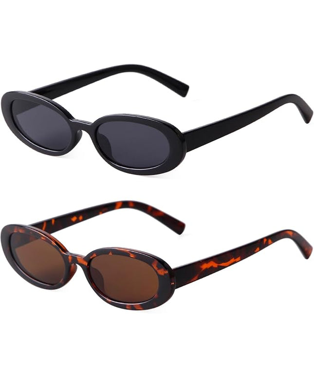 90s Sunglasses for Women Men Retro Small Oval Sunglasses