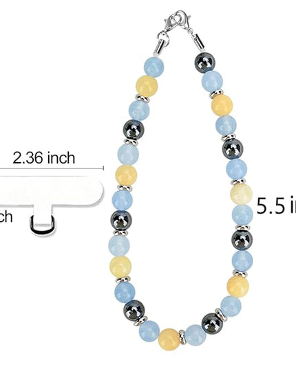 Marble Beaded Phone Wrist Strap, Cellphone Lanyard with Tether Tab, Hands-Free Wristlet Bracelet