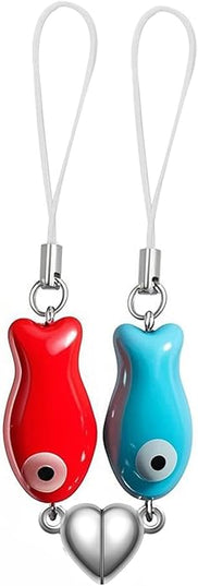 Agromusk Matching Phone Charms,Cute Ceramic Fish Matchaing Keychains Heart Strap Matching Couples Stuff Valentines Day Gifts