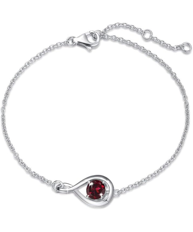 FANCIME Love Bracelet 925 Sterling Silver Infinity Birthstone Bracelets for Women Fine Jewelry Birthday Christmas Gifts for Her Mom Wife, Chain Length 6.7"+1.2" Extend