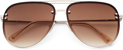 Trendy Oversized Aviator Sunglasses Womens, Retro Cute Big Shades Women's Fashion Sun Glasses UV Protection VF2203