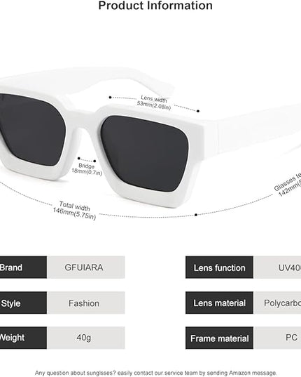 Trendy Square Sunglasses for Men Women Fashion Thick Rectangle Sun Glasses UV Protection Shades Designer Style