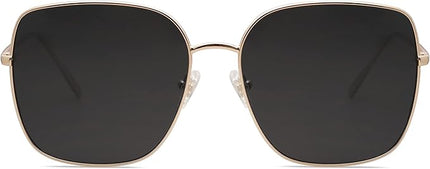 SOJOS Trendy Oversized Square Metal Frame Sunglasses for Women Men Retro Big Flat Lens UV Protection Sunglasses SJ1146
