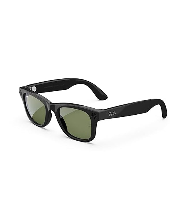 Ray-Ban Meta (Gen 1), Wayfarer, Shiny Black | Smart AI Glasses for Men, Women — 12 MP Ultra-Wide Camera, Open-Ear Speakers for Audio, Video Recording and Bluetooth — Green Lenses — Wearable Technology
