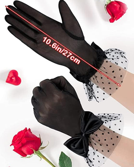 Sahabowi Satin Gloves Formal Bridal Banquet Party Wedding Opera Solid Colorful Mitten For Women