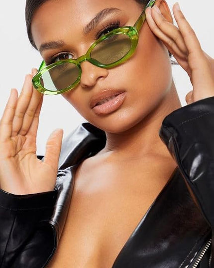 90s Sunglasses for Women Men Retro Small Oval Sunglasses