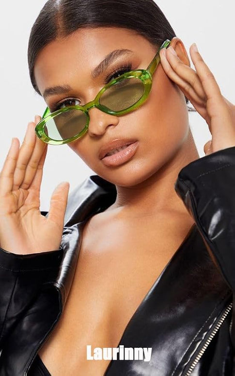 90s Sunglasses for Women Men Retro Small Oval Sunglasses
