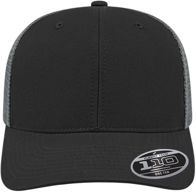 Cap America i8502 Flexfit 110 Premium Mid Profile 6-Panel Mesh Back Trucker Cap Hat w/UV Guard & Adjustable Snapback
