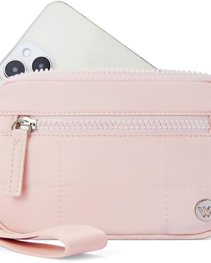 WESTBRONCO Wristlet Wallets for Women Nylon Quilted RFID Wallet with 3 Zipper Purse for Travel