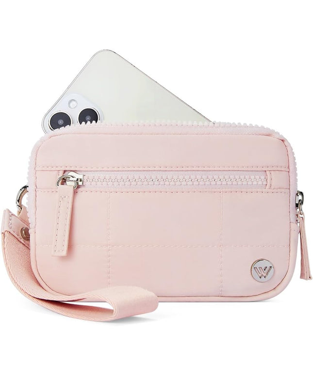 WESTBRONCO Wristlet Wallets for Women Nylon Quilted RFID Wallet with 3 Zipper Purse for Travel