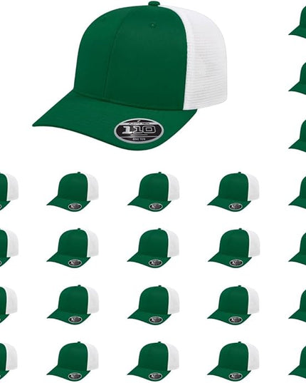 Cap America i8502 Flexfit 110 Premium Mid Profile 6-Panel Mesh Back Trucker Cap Hat w/UV Guard & Adjustable Snapback