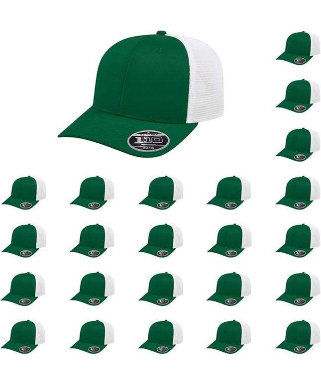 Cap America i8502 Flexfit 110 Premium Mid Profile 6-Panel Mesh Back Trucker Cap Hat w/UV Guard & Adjustable Snapback