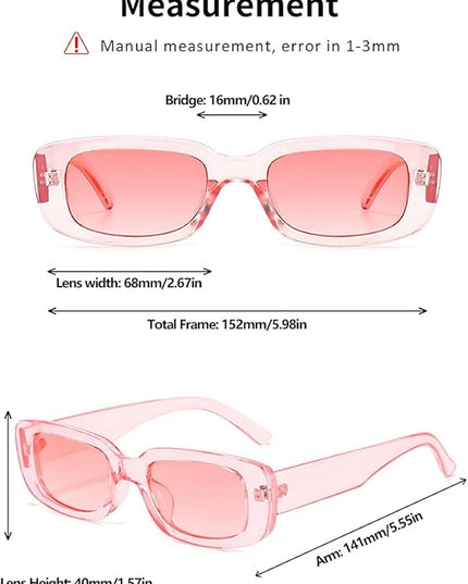 Dollger Rectangle Sunglasses for Women Men Trendy Retro Fashion Sunglasses UV 400 Protection Square Fram