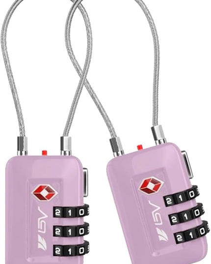 TSA Accepted Luggage Travel Lock, Set-Your-Own Combination Lock for School Gym Locker, Luggage Suitcase Baggage Locks, Filing Cabinets, Toolbox, Case (Purple, 2 Pack)