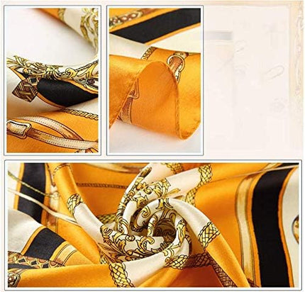 ANDANTINO 100% Real Mulberry Silk Scarf -21'' x 21''- Lightweight Neckerchief –Women Men Small Square Digital Printed Scarves