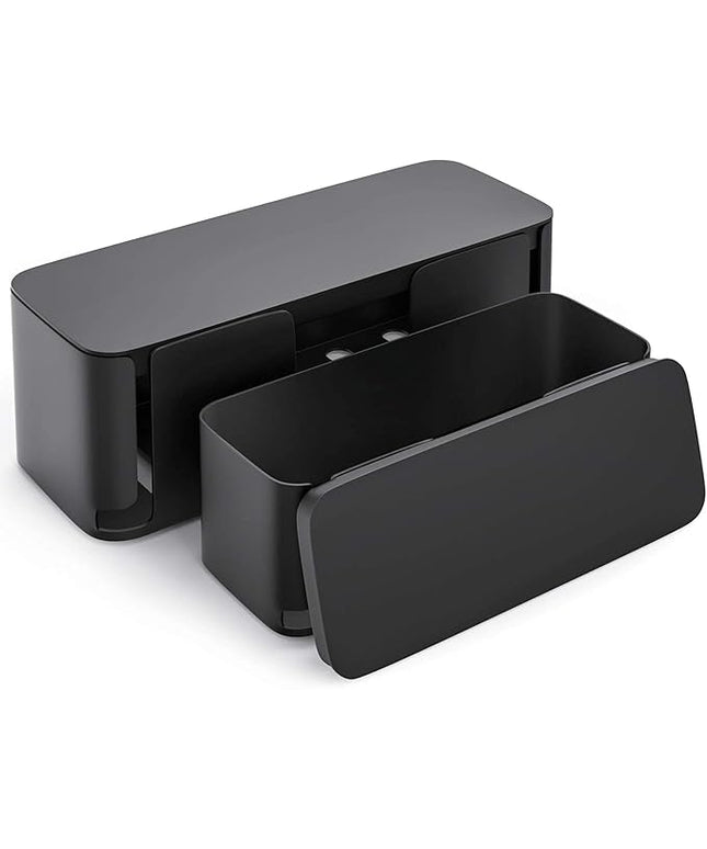 YECAYE 2 Pack Cable Management Box, Pet Friendly Cable Box Organizer for Home & Office, Child-Proof Floor Cord Cover, Cord Management and Cord Hider, Black