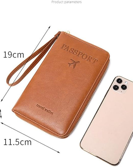 Passport Holder for Travel Women and Men RFID Passport Holder with Card Slots Holder Passport Case Passport cover Passport Wallet Travel Essentials and Accessories (Zipper, Brown Zipper)